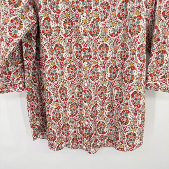 Lands End Womens Floral Print 3/4 Sleeve Shirt top tunic Size 16 100% Cotton - Picture 5 of 11